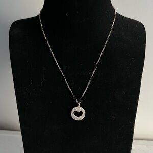 NWT Diamonique Heart Reversible Diamond Pendant Necklace